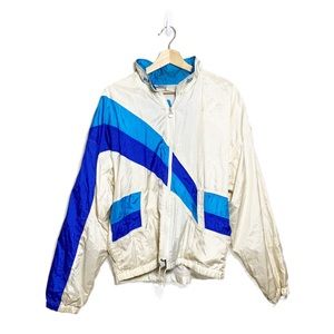 ASICS Vintage 90s MFT Crinkle Shell Jacket in Blue & Cream